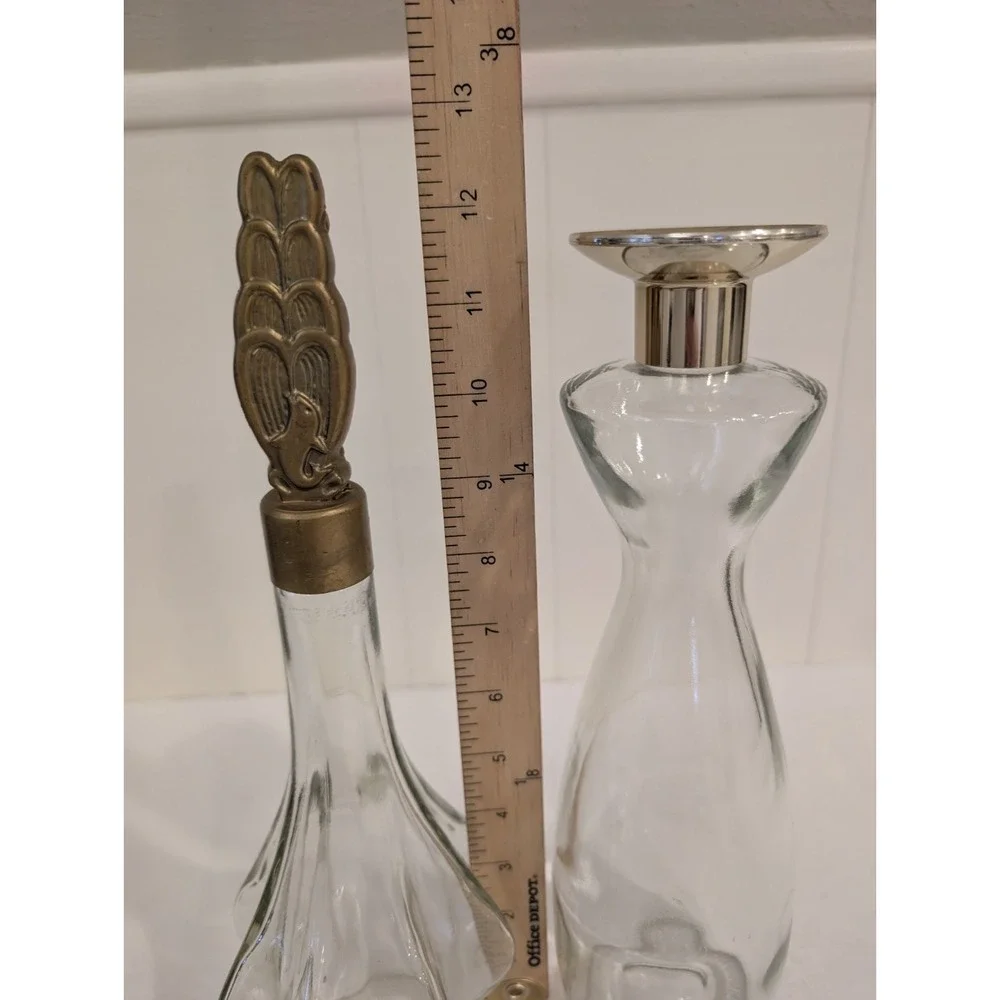 Vintage Old Forester Bourbon Bottle 1950's & VTG MCM Art Deco Glass Genie Bottle